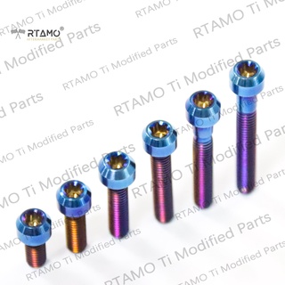 Rtamo-Bolt titanium gr5 alloy M5 size 10-45L small head bolt rainbow and burntblue color