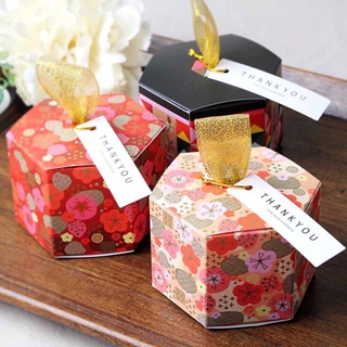 20pcs Paper Floral Hexagon Candy Box Cookie Chocolate Gift Box For Birthday Wedding Baptism Anniversary Theme Party