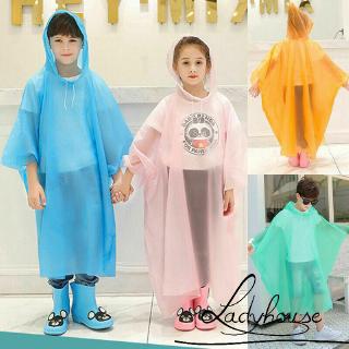 ✦LD-Waterproof EVA Children Raincoat Kids Poncho Transparent Plastic Rain Coat