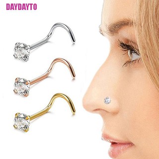 [DAYDAYTO] 1Pc Stainless Steel Crystal Piercing Nose Ring Nose Stud Rings Body Jewelry Gift