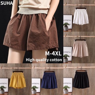 SUHA Cotton And Linen Beach Shorts Summer Loose Sports Casual High Waist A Word Linen Wide Leg Three-point Pants Boyfriend Shorts With Pocket Walking Jogging Shorts For Women With Cycling Cargo Sara Dolphin Shorts Xl Plus Size Running Tokong Shorts Womens