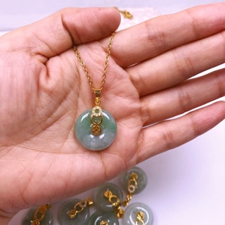 Burma Jade Disc w/Double Infinity Necklace