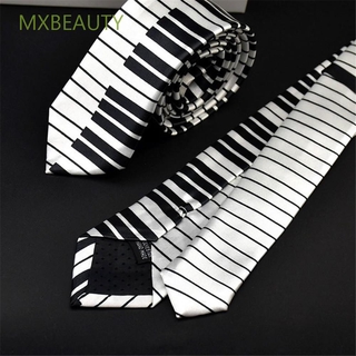 MXBEAUTY Gifts Piano Keyboard Necktie Fancy Dress Music Tie Black & White Polyester for Men Fashion Personalized Classic Skinny Tie