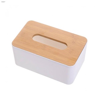 (Sulit Deals!)[wholesale]☏∋❁【COD】Wood Cover Plastic Tissue Box Holder Kitchen Storage Box Office Hom