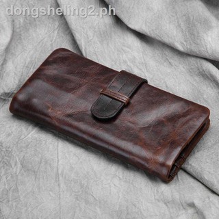 at a loss hot sale men s old vintage first layer cowhide oil wax skin crazy horse leather long leather multi-card women wallet