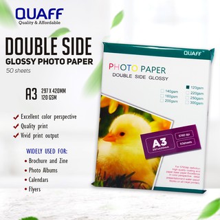 QUAFF Double Sided Glossy Photo Paper 120gsm (50sheets / pack) A3