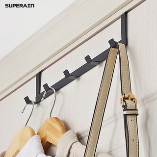 Super① Metal 5-hook Dorm Closet Door Back Clothes Hanger Organizer