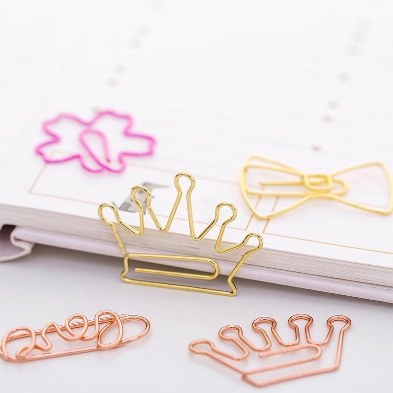 10 Pieces Mini Metal File Clip Simple Office Clip Cute Bookmark (7)