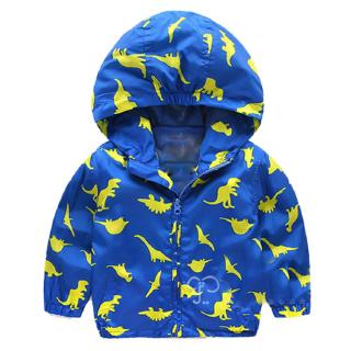 Dinosaur Printed Kids Spring Autumn Windbreaker Zipper Hooded Boys Girls Jacket Fashion Children Outerwear (2)
