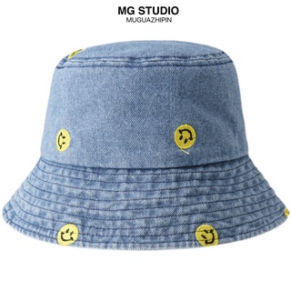 MG STUDIO Smiley Face Embroidered Bucket Hat
