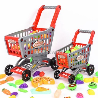 Children s play house plus size toy shopping cart set simulation cut fruit simulation supermarket tr