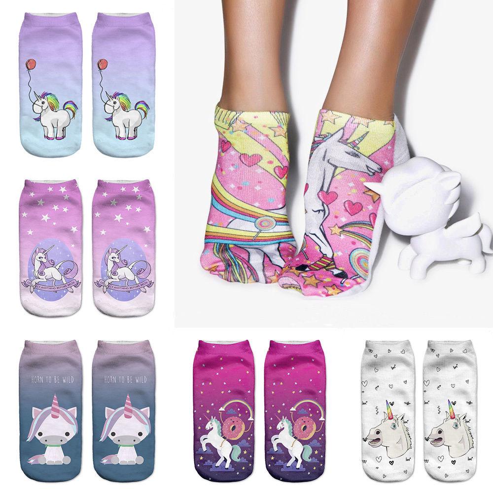 [24Hs Delivery] 3D Unicorn Print Casual Low Cut Ankle Socks Cotton Animals (3)