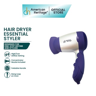 American Heritage Foldable Travel Hair Dryer and Hair Blower ESSENTIAL STYLER AHE-2088