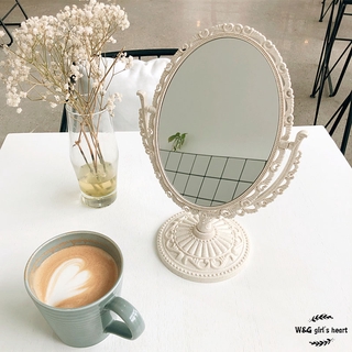 <24h delivery> W&G Girl Woman Makeup Mirror Double-Sided Rotating Table Mirror European Retro Round Mirror