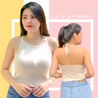 Plain Backless Knitted Rib Tie Knot Croptop
