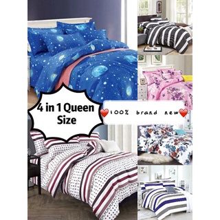 TNC 4 in 1 Bedsheet Set Queen Size ( 1 pc. bed sheet , 2 pcs. pillow case , 1 kumot 60X75X10 )