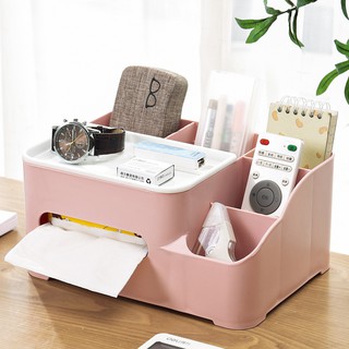Desktop Storage Box Tissue Box Multi-functional Desk Organizer for Living Room Dining Room Coffee Table (3)