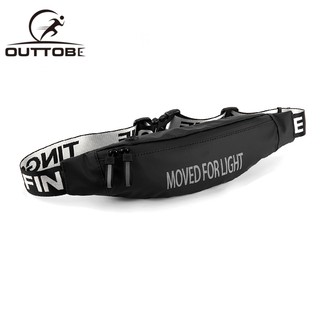 OUTTOBE Sports Running Waist Bag Waterproof Reflective Letter Zipper Adjustable Buckle with Headphone Plug and Bracers