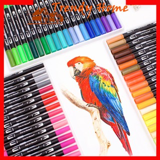 48/60/100/120 Colors Watercolor Pen Brush Markers Dual Tip Fineliner Drawing Coloring Art Markers