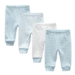 4 PCS newborn baby pants cotton soft trousers boys and girls baby striped trousers waist 0-12M baby legging