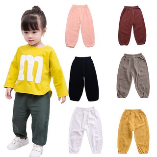 ✨ Kimi ๑ Baby Girl Boy Solid Print Cotton Long Harem Pants Trousers Toddler Casual Bottoms Clothing