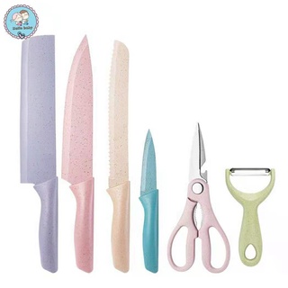 6pcs Knives Set Slicing Knife Bread Knife Fruit Knife Peeler Scissor Pastel High Quality Ceramic