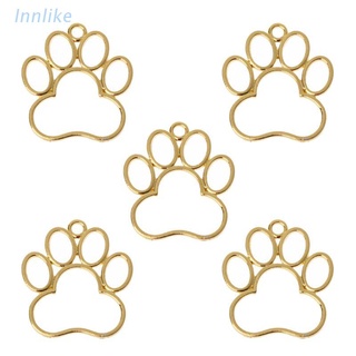 INN 5Pcs Pet Dog Footprint Blank Frame Pendant Open Bezel Setting UV Resin Jewelry