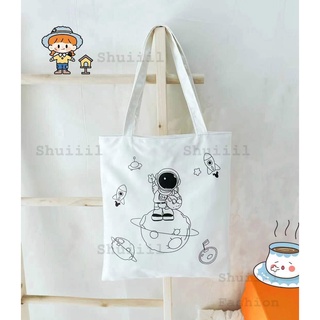 Shuiiil Fashion All-match Big White Canvas Tote Bag Shoulder Bag Simple With Zipper