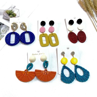 Handmade Geometric Rattan Earrings Dangle Weave Drop Summer Bohemian Acrylic Earrings