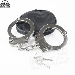 Double Lock Pro Grade Steel Metal Hand Cuffs for Security Bracelet with Nylon Pouch