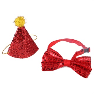 Teddy dog cat bow tie bow hat pet party birthday hat (2)