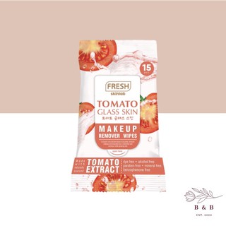 Fresh Tomato Glass Skin Makeup Remover Wipes (15’s)