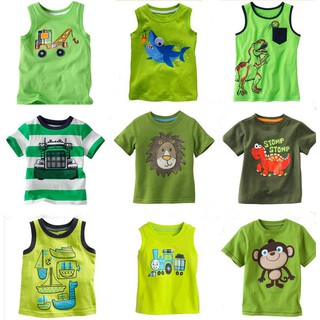 Baby boys Short Sleeve green Cotton Top T-shirts (1)