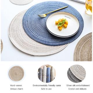 Japanese-style Ramie Round Woven Placemat Heat Resistant Non-Slip Table Coaster
