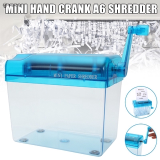 Mini Blue Shredder A6Manual Crusher Destroyers Paper Documents Cutting Machine for Home Office Deskt