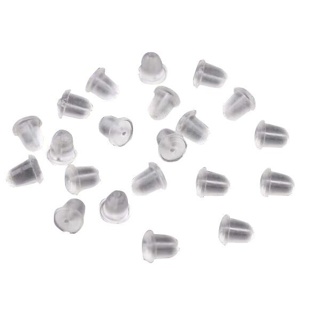 100pcs Clear Soft Earring Hook Bullet Stopper Earnut Rubber Back