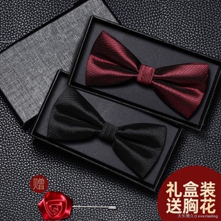 ◆[Ribbon] bow tie male wedding wedding groom best man Korean suit burgundy men s bow tie with box an
