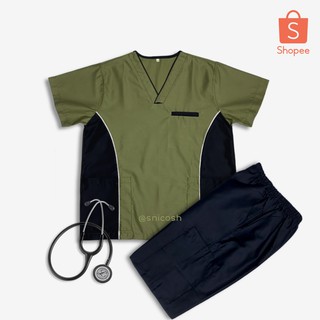 Jersey Scrubsuit | Tri color Scrub suit set with Cargo pants | SNICOSH (1)