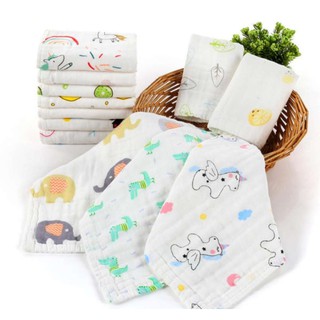 TFL 3pcs Soft Face Towel Gauze Muslin 6-Layer Cotton Baby Wash Cloth Lampin - Random Cute Design (1)