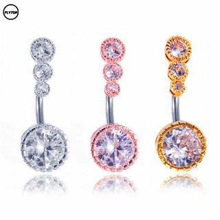 FT| Pretty Crystal 4 Rhinestone Navel Belly Button Barbell Ring Body Piercing