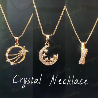 [Maii] RS092 Moon Star Bar Crystal Necklace NR