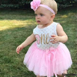 HGL♪2PCS/Set Toddler Baby Girls Birthday Donut Tutu Skirt + Headband Dress Set (3)