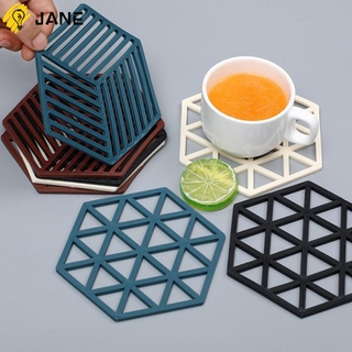 JANE Soft Insulation Mats Hollow Out Silicone pads Cup Coasters Tableware New Desktop Non-slip Home Decor Kitchen Accessories Bowl Placemat/Multicolor