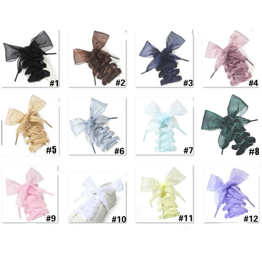 [Ready Stock] Cute Shoelaces Flat Silk Satin Ribbon Sneakers Sport Shoes Laces Shoestrings (3)