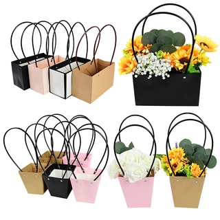 【wedding】Portable Flower Box Waterproof Paper Handbag Gift Packaging Bag Florist Handy Flower Bags