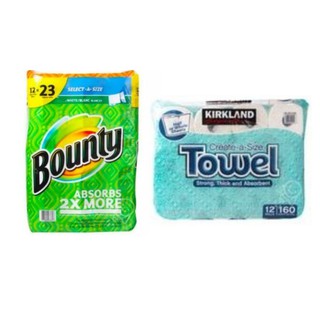 Kirkland Signature or BOUNTY White Toilet Paper Towel 2-Ply 12 rolls 11"x7"