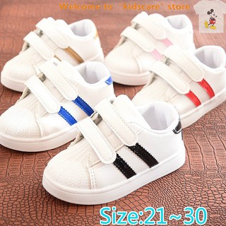 Kids Shoes White Striped Flat Sole Canvas