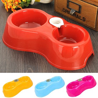 Pet Dog Cat Bowls Automatic Food Supply Bowl Bottle Inserted Dual Drinking Feeder