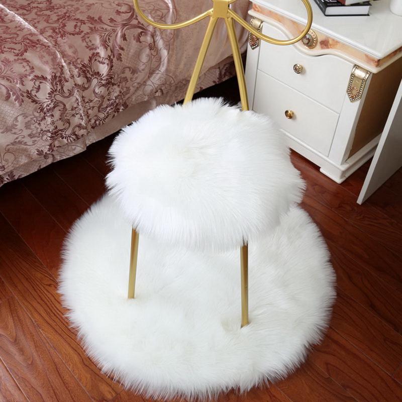 1pcs 30cm Soft Carpet Chair Cover Mat Warm Hairy Artifical Seat Fur Area Rugs Round Decoration