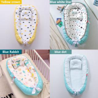 ZIgM 【New Design】Cotton Portable Crib Infant Bed Simulating Baby Bed Bumper Portable Travelling Cush